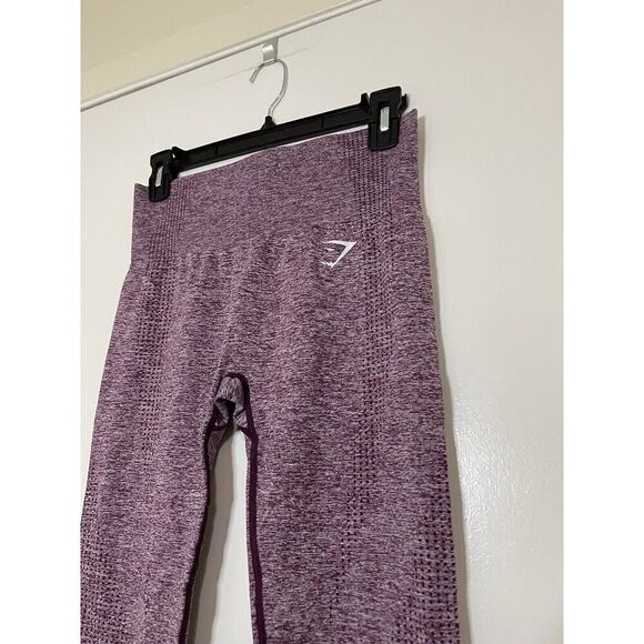 GYMSHARK red maroon space dye seamless high rise leggings small - Picture 4 of 4